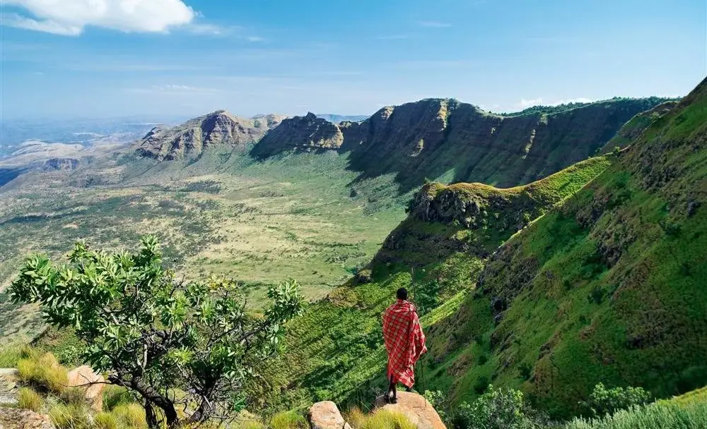 Traveler enjoying views of the great rift valley